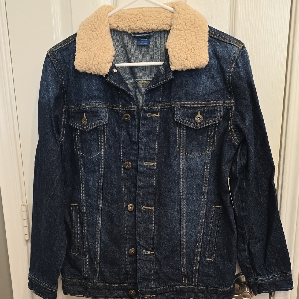 Arizona Jean Company Blue Denim Jacket with Sherpa Collar